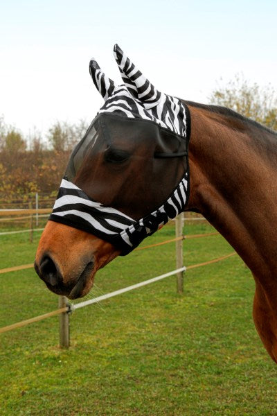 Fliegenschutzmaske Zebra mit Ohrenschutz von Covalliero