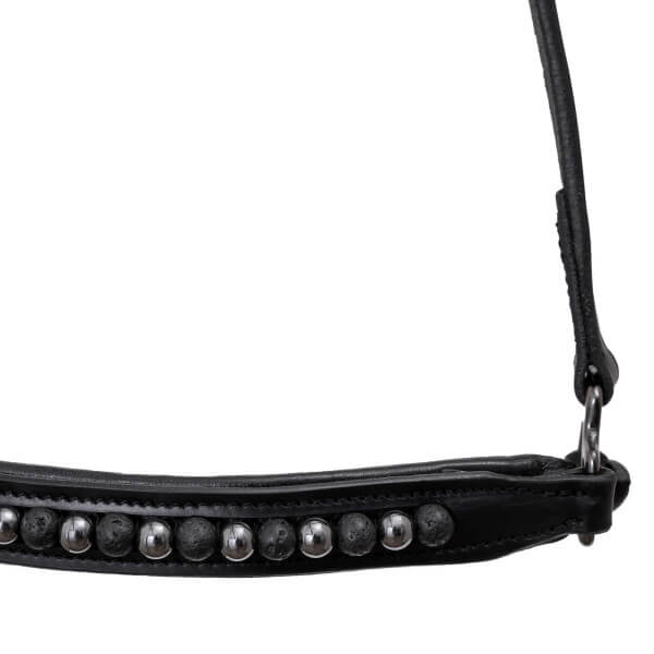 Noseband "KJARKUR" with lava beads and onyx stones by TOP REITER
