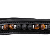 "ORKA" Nasenriemen mit Lavaperlen und Tigeraugen oder mit Green Moss Agate,von TOP REITER