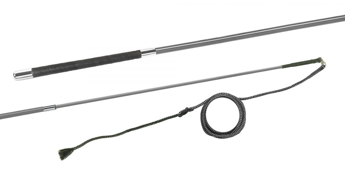 Longierpeitsche CARBON COMPOSITE, 2-FACH TELESKOP, WICKELGRIFF, NYLON SCHLAG 200 CM von Fleck