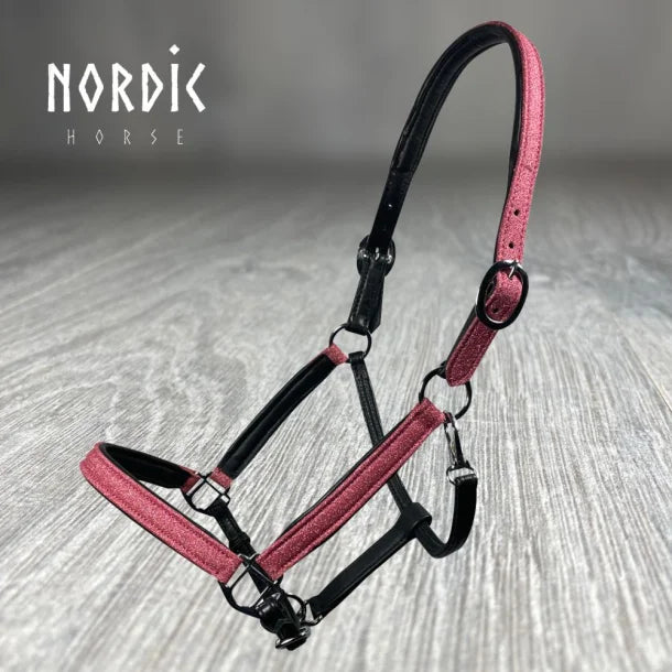 Black leather halter with silver buckles and glitter from NORDIC HORSE