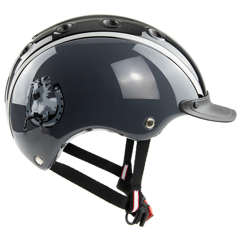 CASCO Kinderreithelm Nori schwarz grau Hufeisen