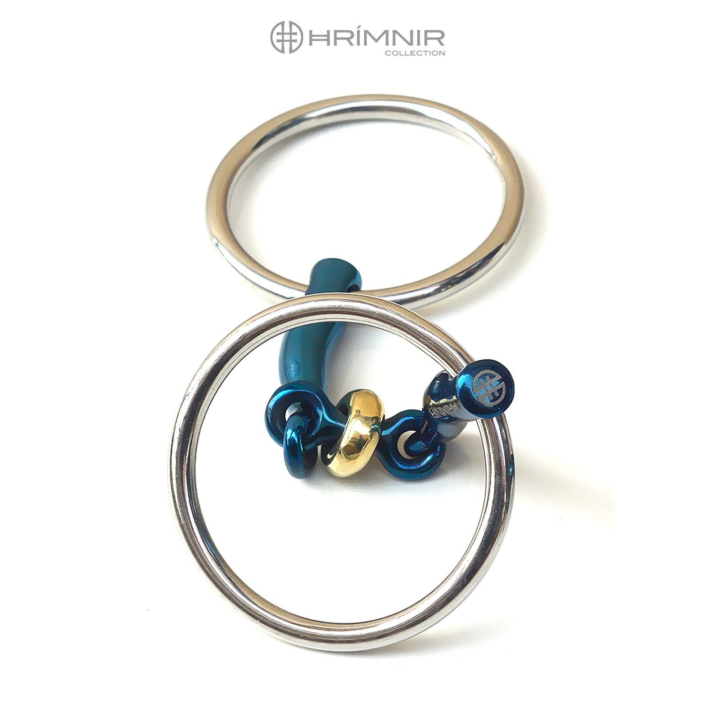 Titanium bit Fjóla, double broken, movable rings, 12 mm by Hrímnir