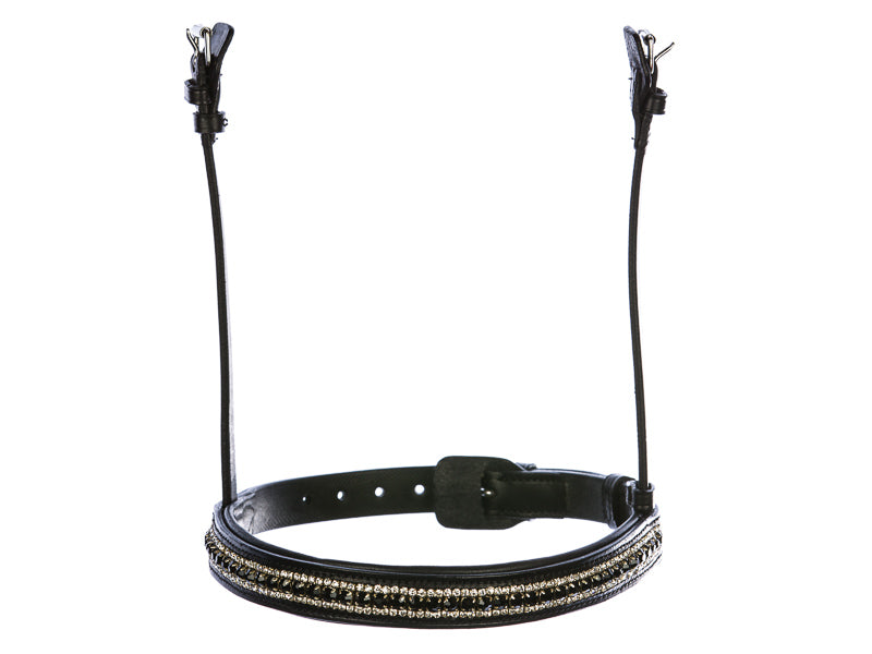 English noseband with white and black crystals for StepByStep bridle by EQUES 