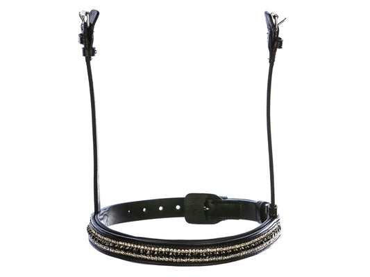 English noseband with white and black crystals for StepByStep bridle by EQUES 