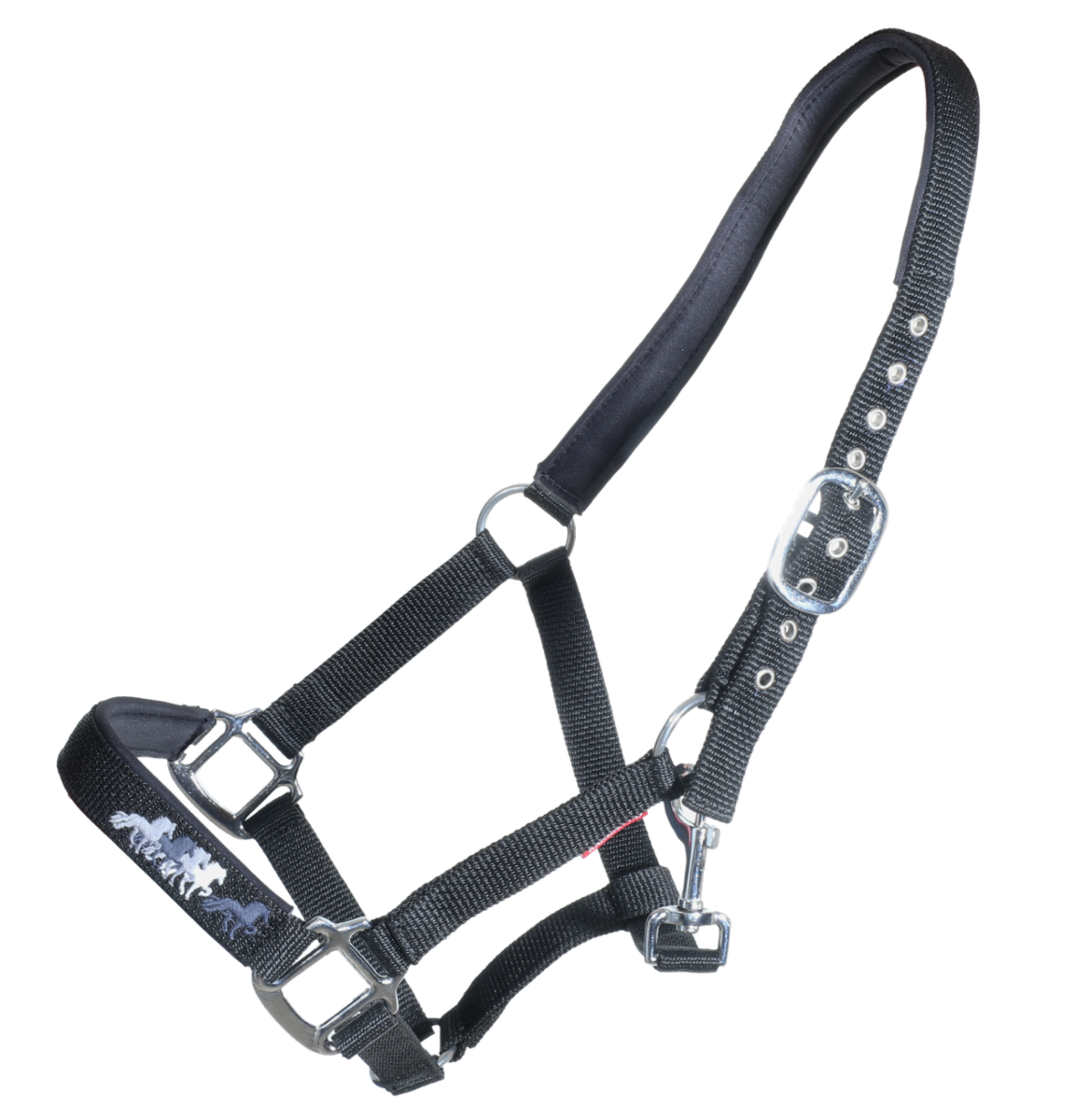 Nylon halter with soft padding and Icelandic horse embroidery by Karlslund