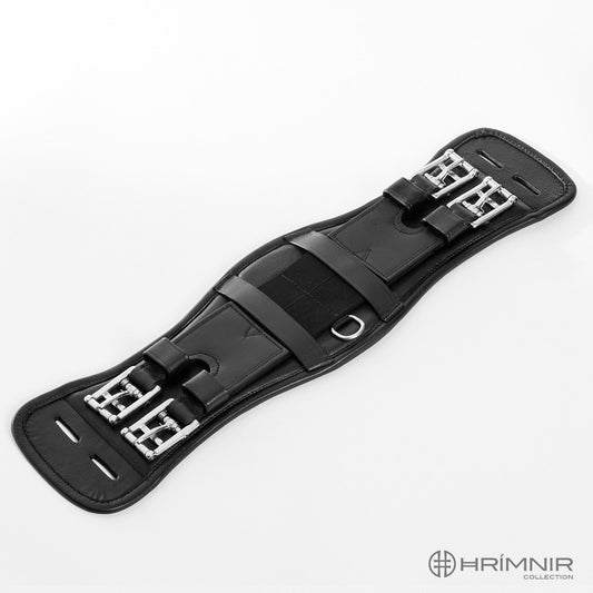 Leather saddle girth comfort with steel spring from Hrímnir