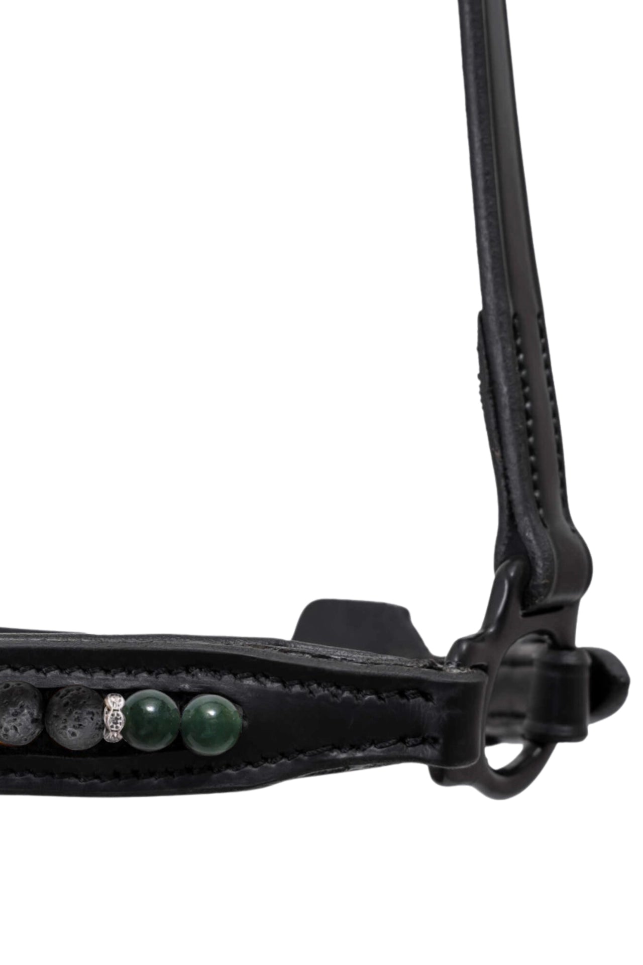 "ORKA"  Nasenriemen mit Lavaperlen und Tigeraugen oder mit Green Moss Agate,von TOP REITER