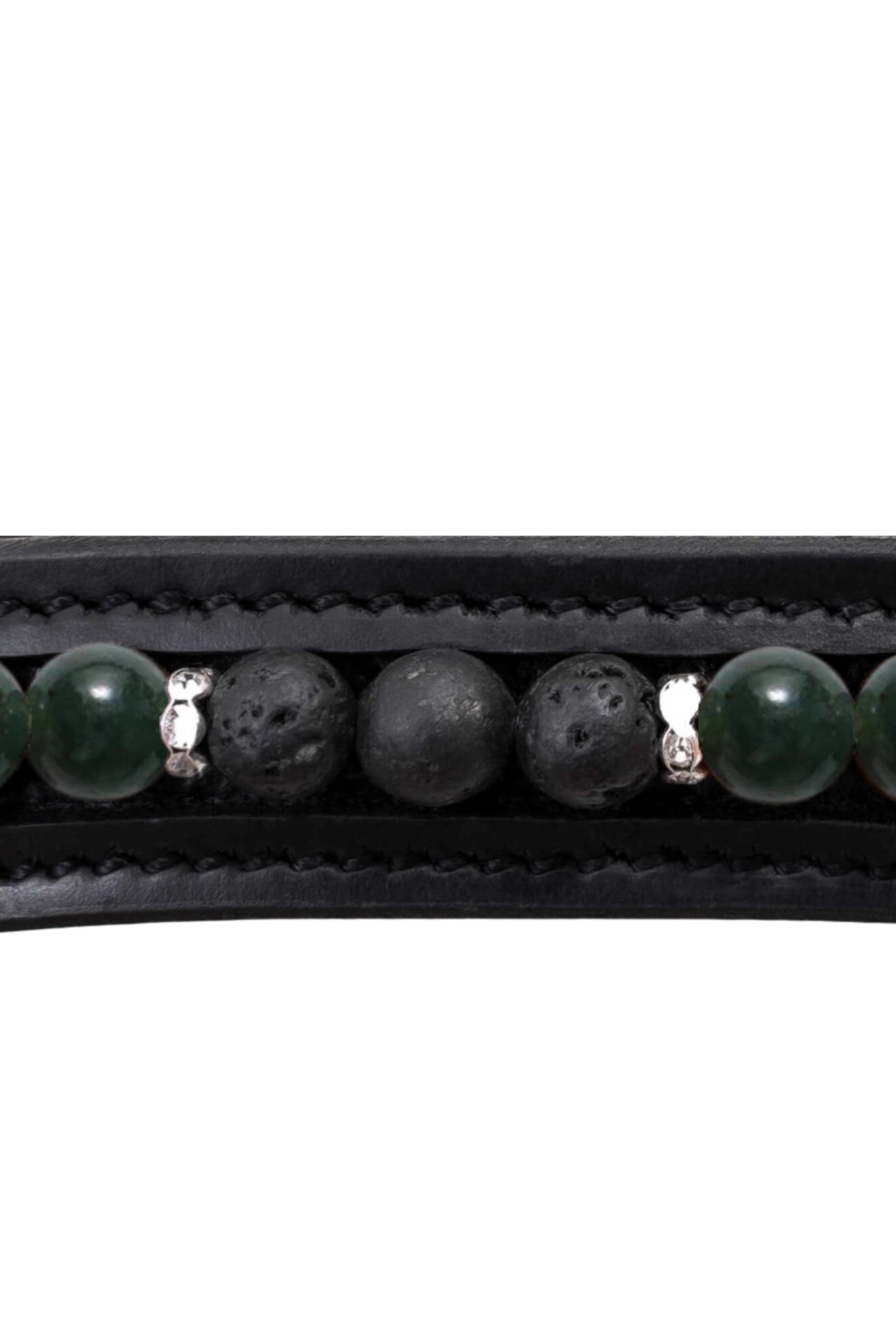 "ORKA"  Nasenriemen mit Lavaperlen und Tigeraugen oder mit Green Moss Agate,von TOP REITER