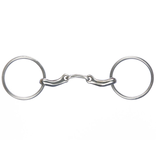 Double-broken loose ring snaffle with tongue clearance – made of stainless steel by EQUES 
